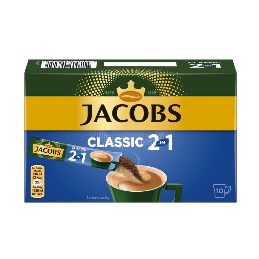 JACOBS CLASSIC 2 IN 1 - LOESLICHER KAFFEE 10 STICKS 