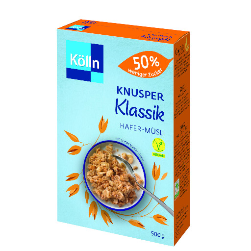KOELLN KNUSPER KLASSIK HAFER - MUESLI 50% WENIGER ZUCKER 500G