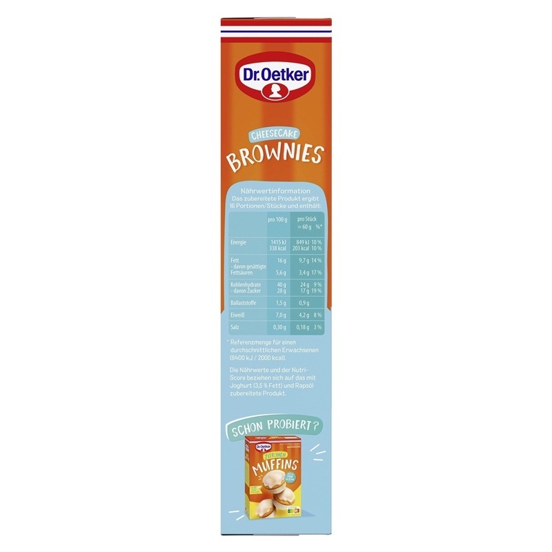 DR. OETKER BACKMISCHUNG CHEESECAKE BROWNIES 446G PACKUNG