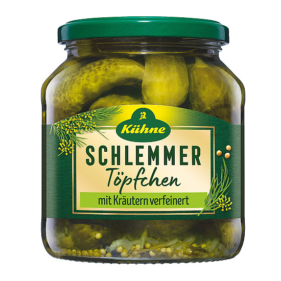KUEHNE SCHLEMMERTOEPFCHEN FEINE GUERKCHEN PIKANT 580ML