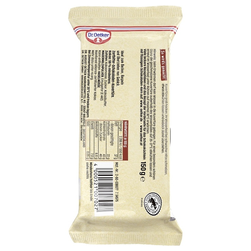 DR. OETKER KUVERTUERE ZARTBITTER 150G